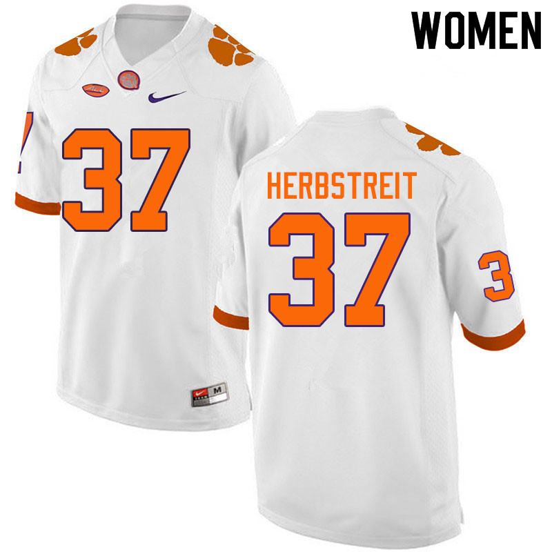 Women #37 Jake Herbstreit Clemson Tigers College Football Jerseys Sale-White